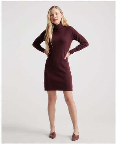 Quince Mongolian Cashmere Turtleneck Sweater Dress - Red