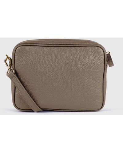 Women's Italian Leather Quilted Crossbody Bag in Dark Taupe by Quince