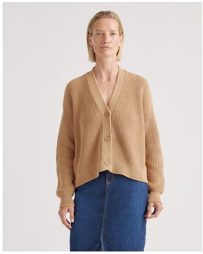 Quince Fisherman Cropped Cardigan Sweater - Blue