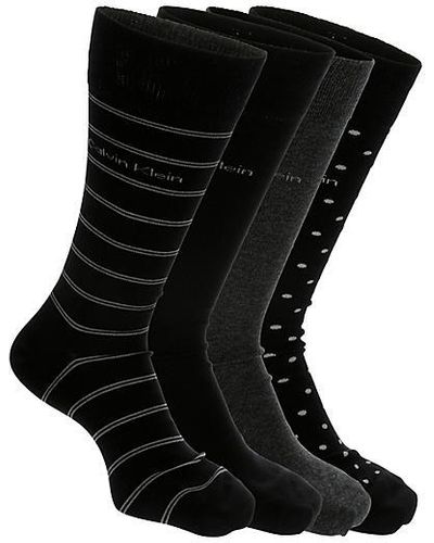 Calvin Klein Dress Crew Stripe Socks 4 Pairs - Black