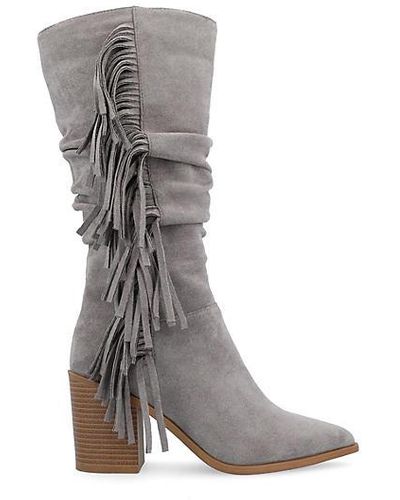 Journee Collection Hartly Fringed Extra Wide Calf Dress Boot - Black