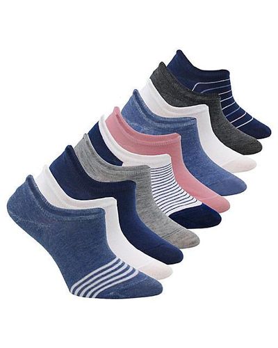 Madden Girl Sneaker Liner Socks 10 Pairs - Blue