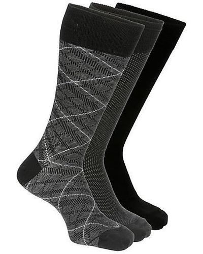 Franco Fortini Medium Dress Crew Socks 3 Pairs - Black