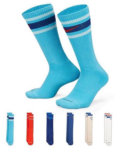 Nike Everyday Plus Cushioned Crew Socks 6 Pairs - Blue