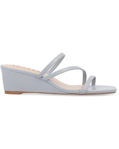 Journee Collection Takarah Wedge Slip On Sandal - White