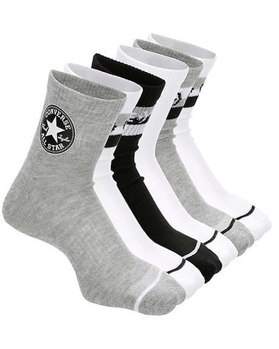 Converse Stripe Logo Quarter Socks 6 Pairs - Black