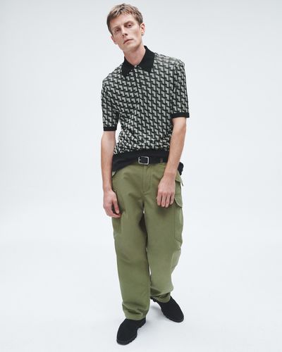 Rag & Bone Vaughn Viscose Short Sleeve Polo - Green