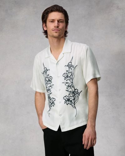 Rag & Bone Avery Resort Embroidered Shirt - Gray
