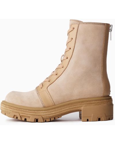 Rag & Bone Shaye Hiker Boot - Suede Combat Lace-up Boot - Natural