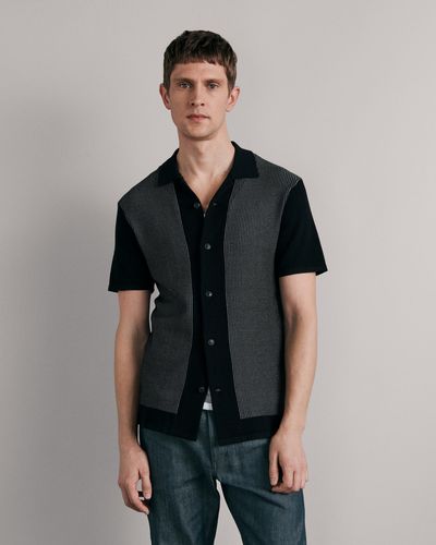 Rag & Bone Harvey Cotton Knit Camp Shirt - Black