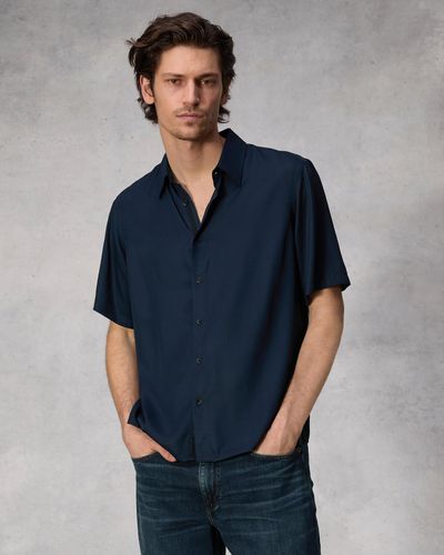Rag & Bone Dalton Viscose Twill Short Sleeve Shirt - Blue