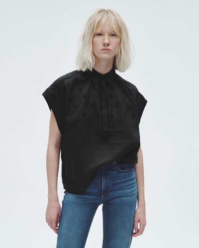 Rag & Bone Robin Ramie Embroidered Top - Black