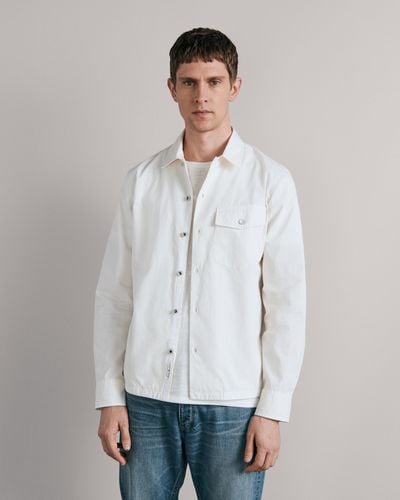 Rag & Bone Stanton Peached Cotton Long Sleeve Shirt Jacket - White