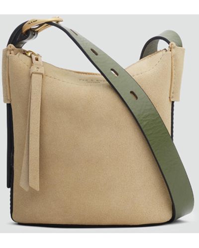 Corîu Suede Small Bucket Crossbody Bag in Taupe