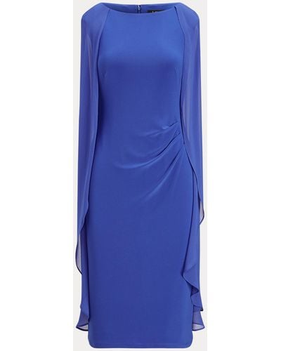 Ralph Lauren Vestido De Cóctel Con Capa De Georgette - Azul