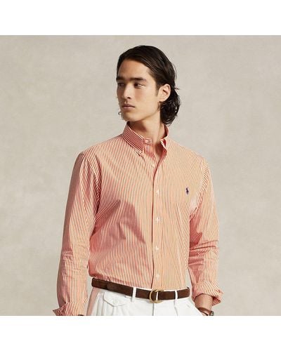 Ralph Lauren Slim Fit Striped Stretch Poplin Shirt - Pink