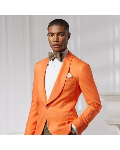 Ralph Lauren Purple Label Kent Handmade Silk Suit Jacket - Orange