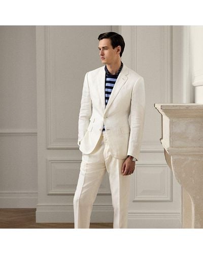 Ralph Lauren Purple Label Gregory Hand-tailored Silk-linen Trouser - White