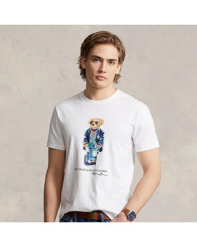 Polo Ralph Lauren T -shirt Mit 'polo Bear' Druck - Wit