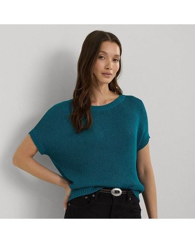 Lauren by Ralph Lauren Rib-knit Short-sleeve Jumper - Blue