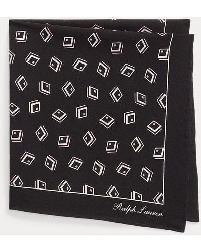 Ralph Lauren Purple Label Diamond-print Silk Crepe Pocket Square - Black