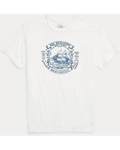 RRL Jersey-T-Shirt mit Grafik - Blau