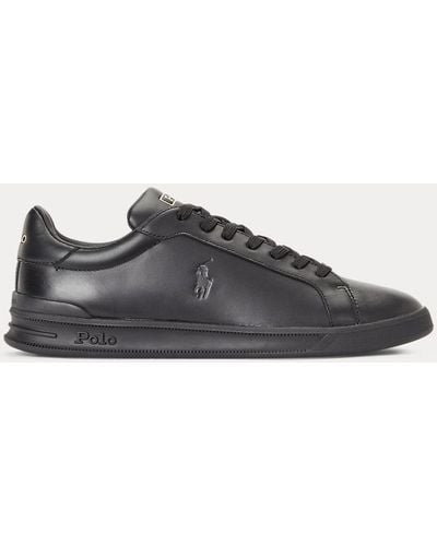 Polo Ralph Lauren Heritage Court Ii Leren Sneaker - Zwart