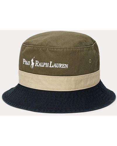 Polo Ralph Lauren Colour-blocked Twill Bucket Hat - Green