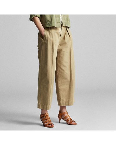 Ralph Lauren Cropped Cotton Wide-leg Trouser - Natural