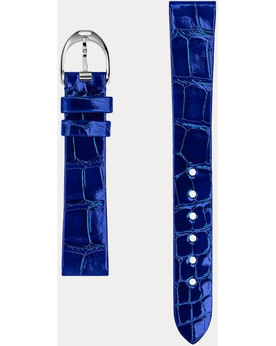 Ralph Lauren Rl888 32 Mm Alligatorleren Horlogebandje - Blauw