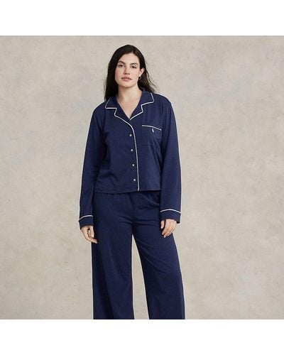 Ralph Lauren Long-sleeve Jersey Pajama Set - Blue