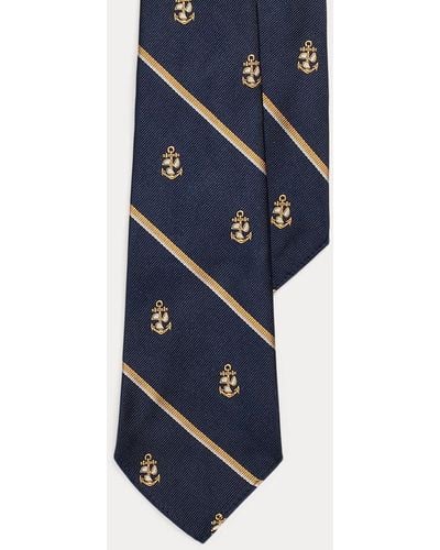 Polo Ralph Lauren Cravatta in seta a righe con ancore - Blu