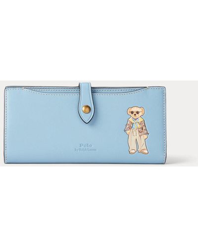 Polo Ralph Lauren Polo Bear Leather Snap Wallet - Blue