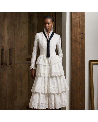 Ralph Lauren Collection Vestido Stella de popelina bordado - Blanco