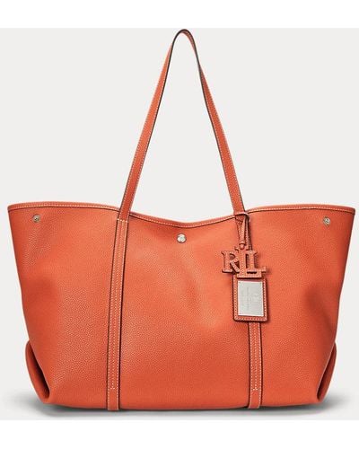 Lauren by Ralph Lauren Pebbled Leather Large Emerie Tote Bag - Red