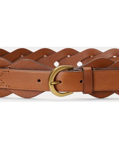 Ralph Lauren Twist-braid Leather Belt - Brown