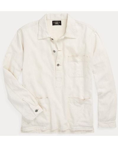 RRL Camisa popover de sarga con lino - Blanco