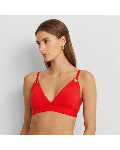 Lauren by Ralph Lauren Toggle V-neck Bikini Top - Red