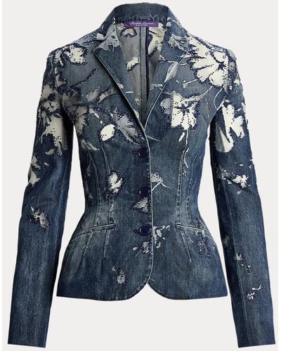 Ralph Lauren Collection Holt Embellished Devore Jacket - Blue