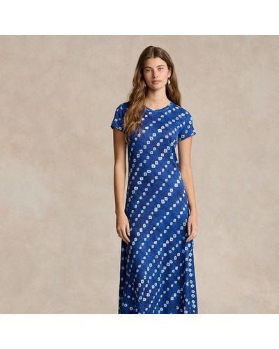Polo Ralph Lauren Graphic Print Linen Dress - Blue