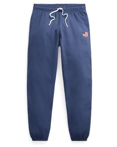 Polo Ralph Lauren Fleece-Sporthose mit Flaggengrafik - Blau