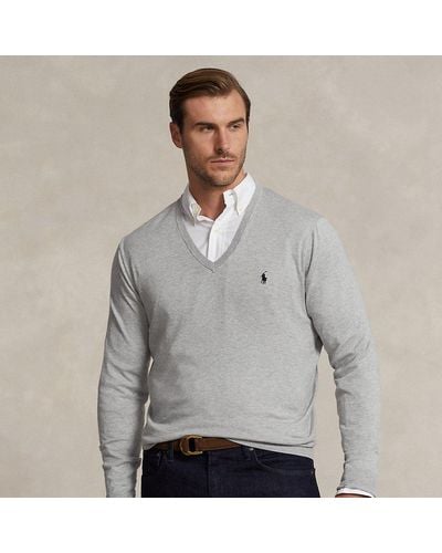 Polo Ralph Lauren Ralph Lauren Cotton V-neck Sweater - Gray