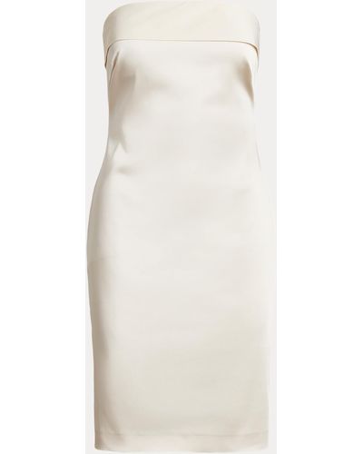 Ralph Lauren Ralph Lauren Bow-back Satin Strapless Cocktail Dress - White