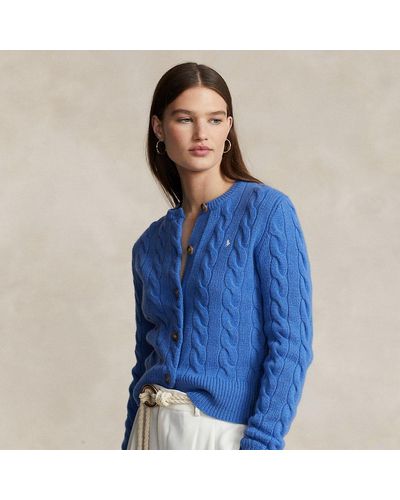 Polo Ralph Lauren Cardigan a trecce in lana e cashmere - Blu