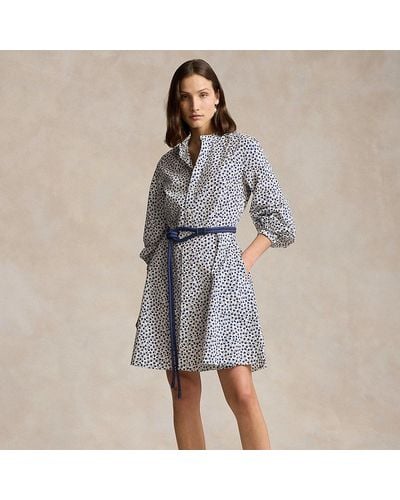 Polo Ralph Lauren Geblümtes Kleid aus Popeline - Grau