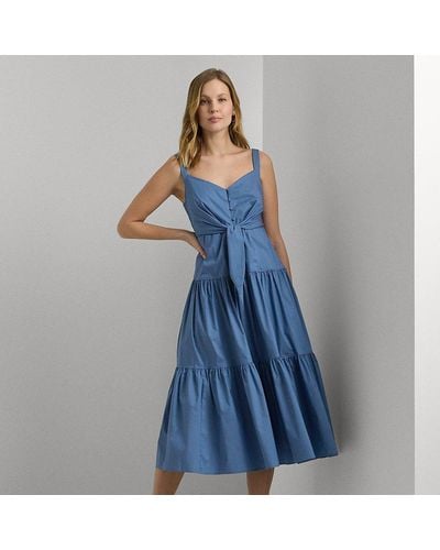Lauren by Ralph Lauren Gestuftes Kleid mit Schnürung vorne - Blau