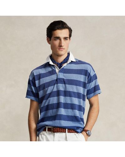 Polo Ralph Lauren Gestreiftes Classic-Fit Jersey-Rugbyhemd - Blau