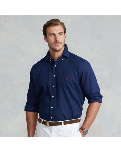 Ralph Lauren Tallas Grandes - Camisa ligera de lino - Azul