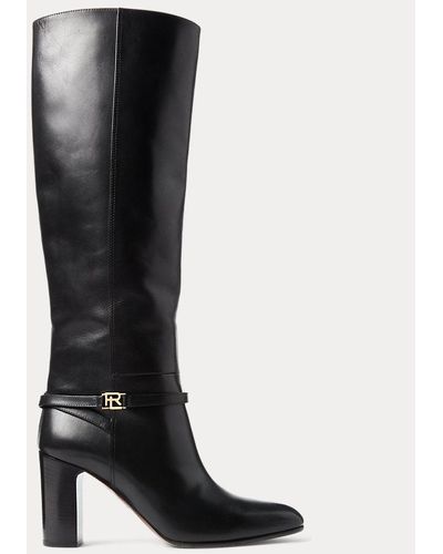 Ralph Lauren Collection Raygan Burnished Calfskin Boot - Black