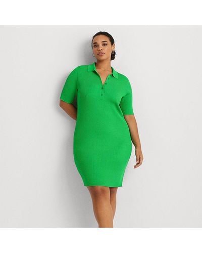 Lauren by Ralph Lauren Ralph Lauren Rib-knit Polo Sweater Dress - Green